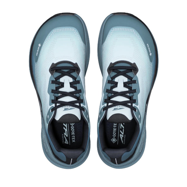 Top view of men's Blue Hour/Dawn Altra Experience Flow 3 GTX road running shoe