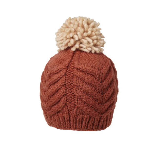 Front view of Ambler Audrey wool toque women's in brick colour