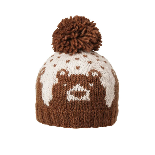 Front view of AmblerBjorn wool toque kid's in latte colour