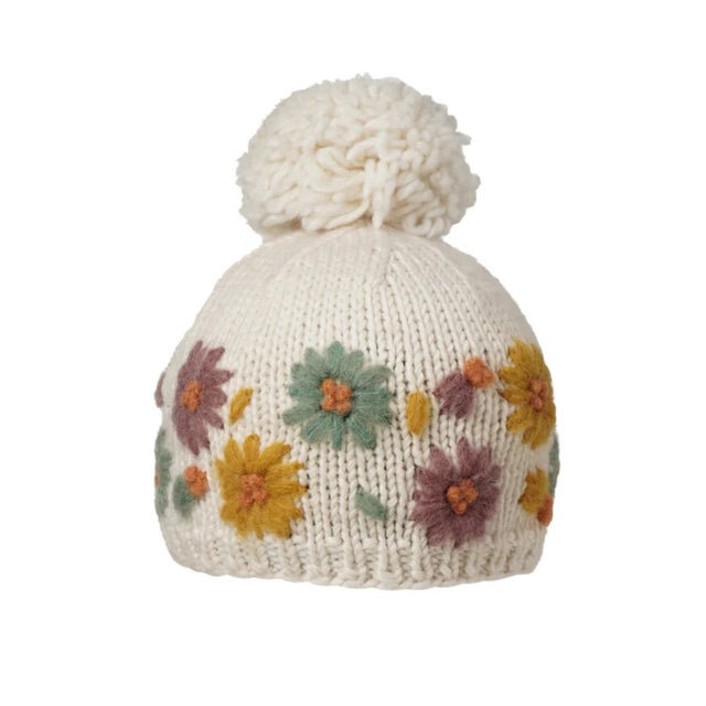 Front view of Ambler Petal Wool toque in natural colour
