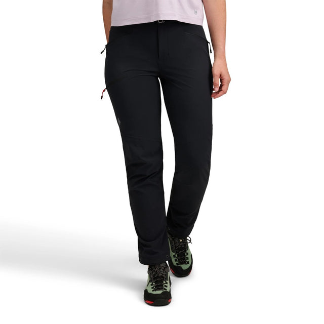 Front on-model view of Black Diamond Women's Alpine Pants in black colour