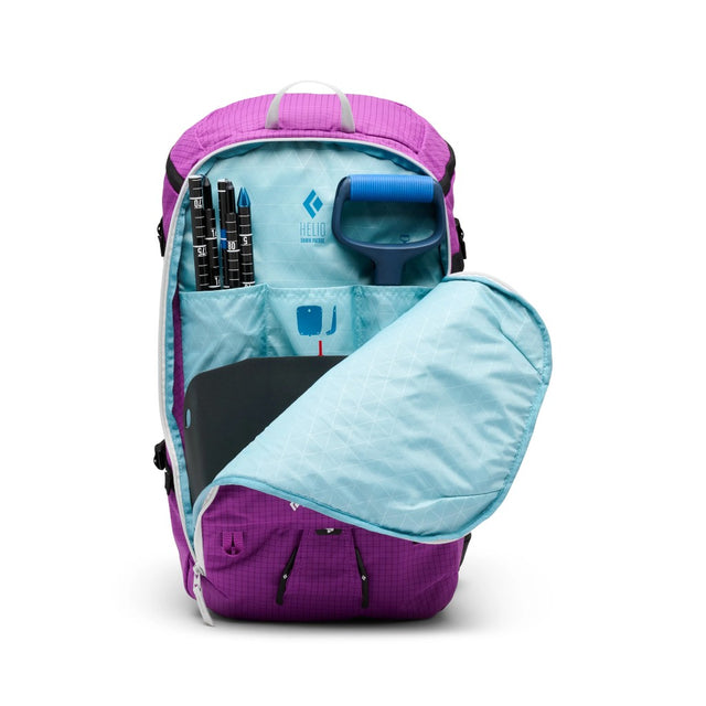 Pocket view of the Black Diamond Helio 38 Backpack in Piton Purple colour