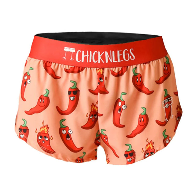 Women's ChicknLegs 1.5" split running shorts in chilli peppers print
