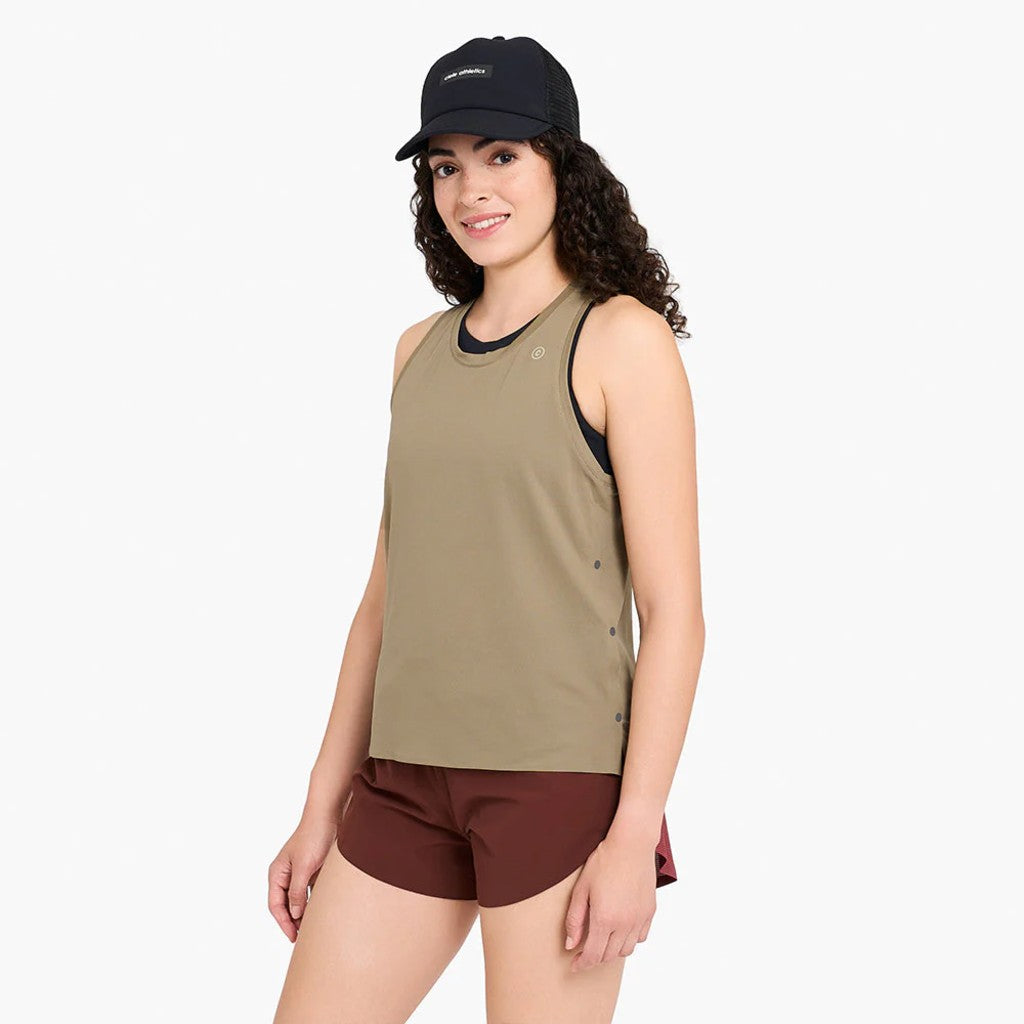 Front view of women's Ciele FSTSinglet 2 in canvas colour