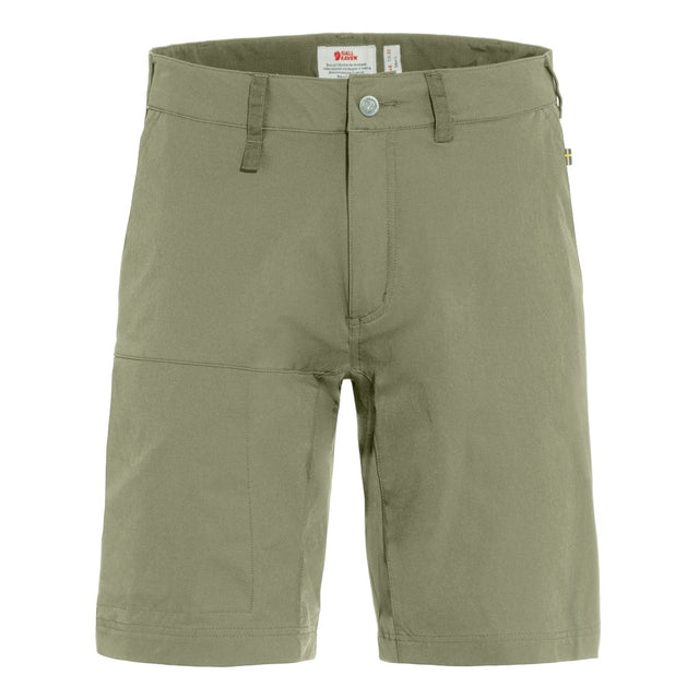 Front view of men's light olive fjallraven abisko lite shorts