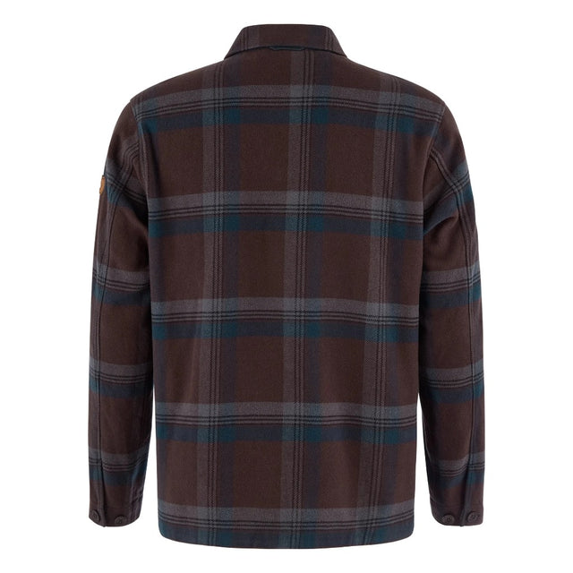 Back view of Fjallraven Singi Flannel overshirt men's in black oak colour