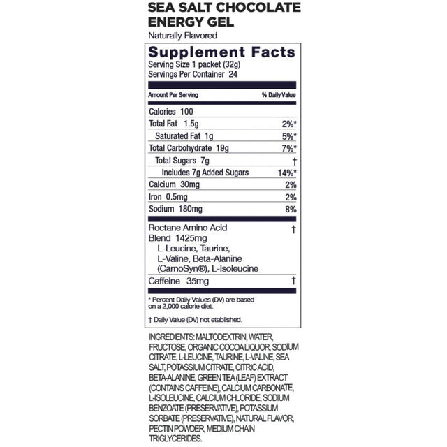 GU Roctane gel Sea Salt Chocolate flavour nutrition information