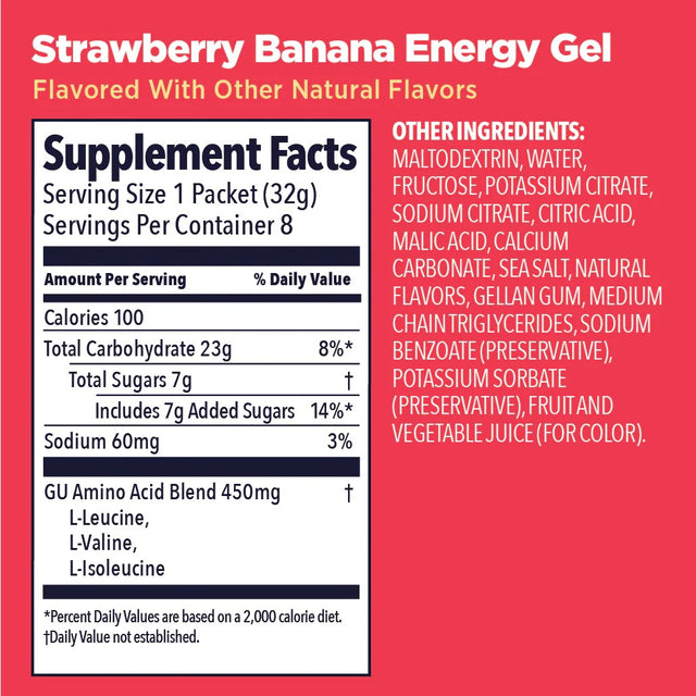 Strawberry banana GU energy gel nutrition facts
