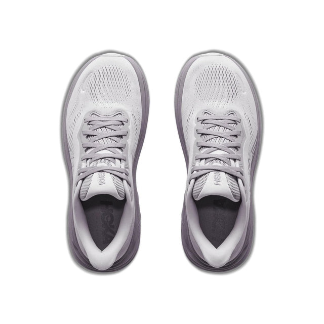 Top view of women's Hoka Clifton 11 running shoe in stardust mellow/lilac colour