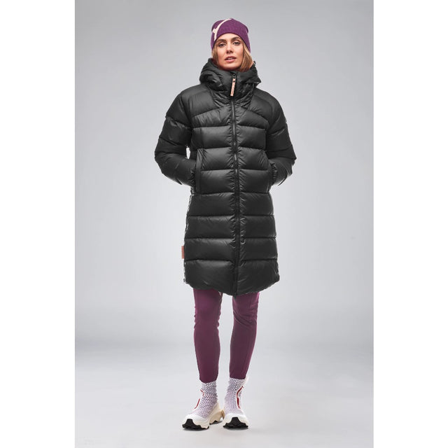 Front on-model view of Indyeva Neburo Down Jacket women's in black colour