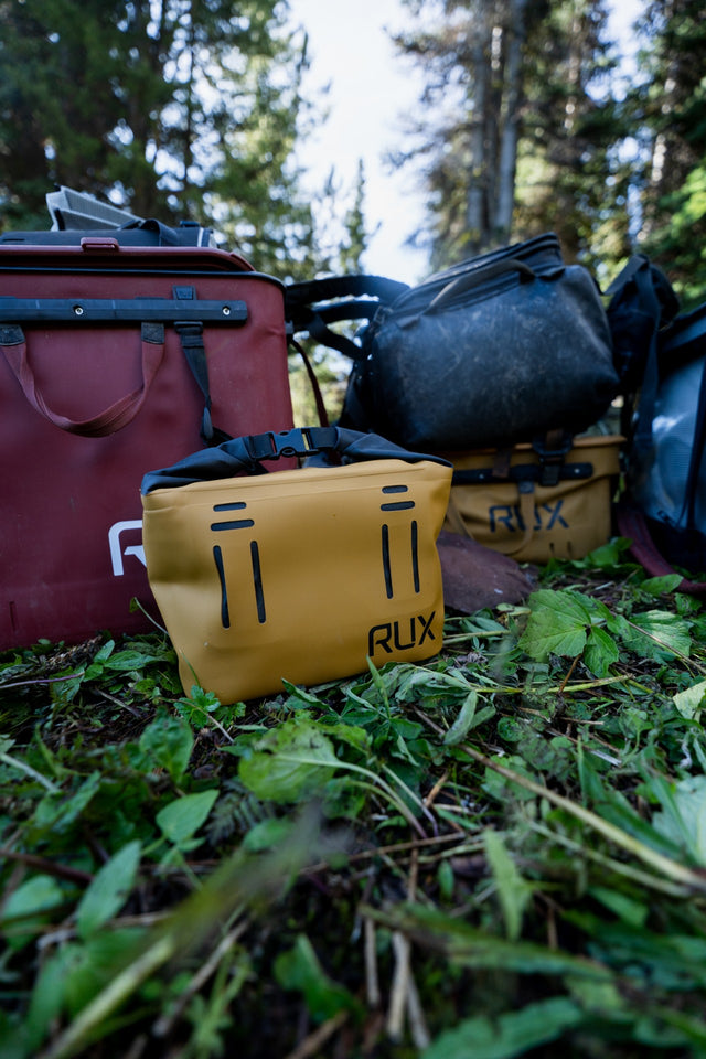 RUX bags in a forest setting