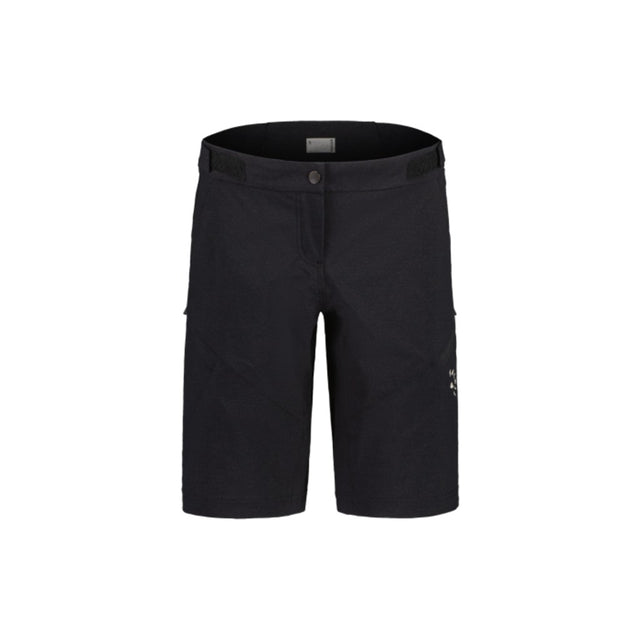 Front view of Maloja's women's fingerkrautM cycle shorts in deep black colour