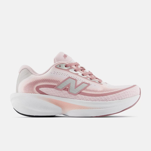 Side view of women's stone pink/rosewood New Balance Ellipse running shoe