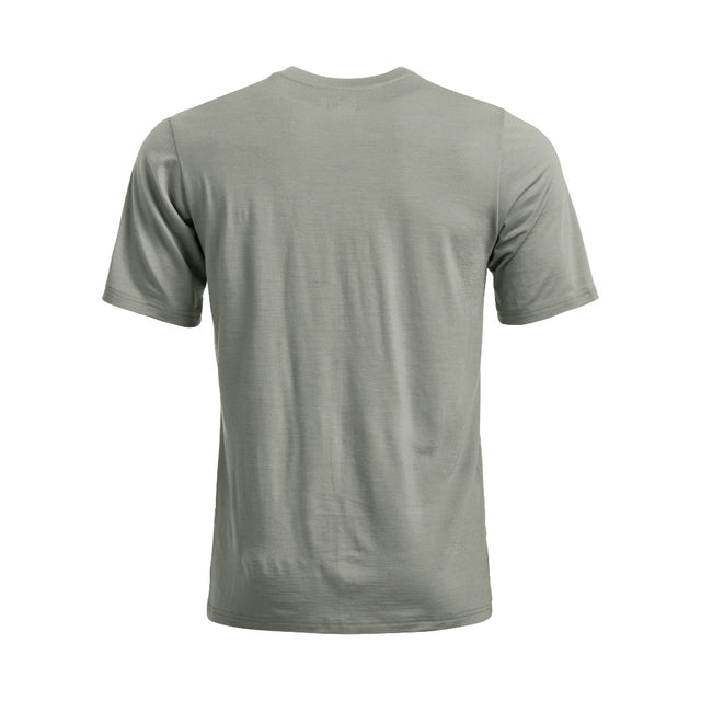 Back view of Ortovox 150 cool beanie T-shirt men's in green sage colour