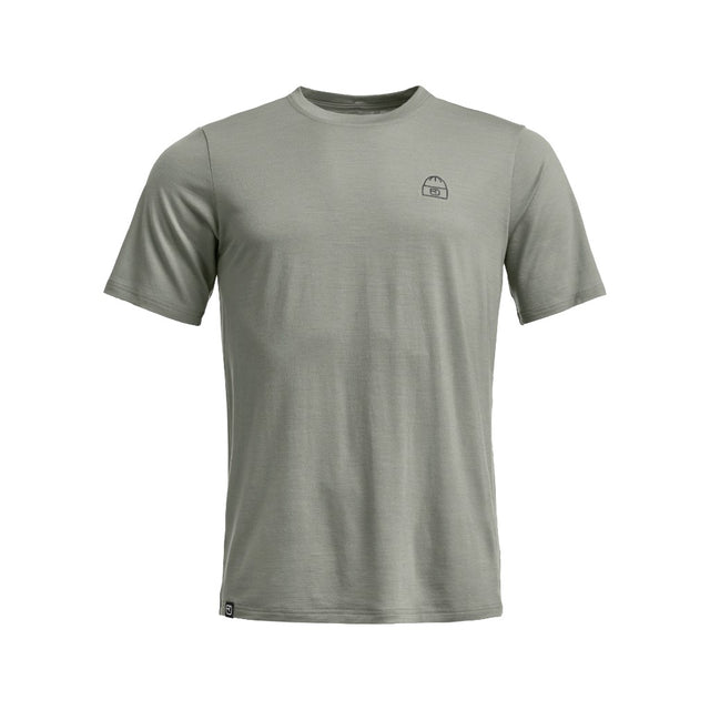 Front view of Ortovox 150 cool beanie T-shirt men's in green sage colour