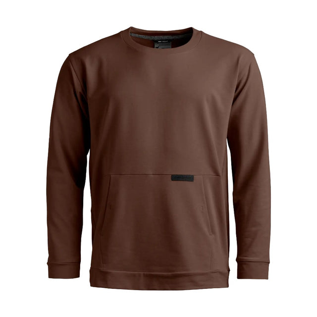 Front view of Ortovox Men's Affinity Crew Neck in dark chestnut