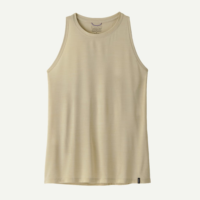 Front view of Patagonia Capilene Cool Ultra Tank Top women's in pumice dyno white X-dye colour