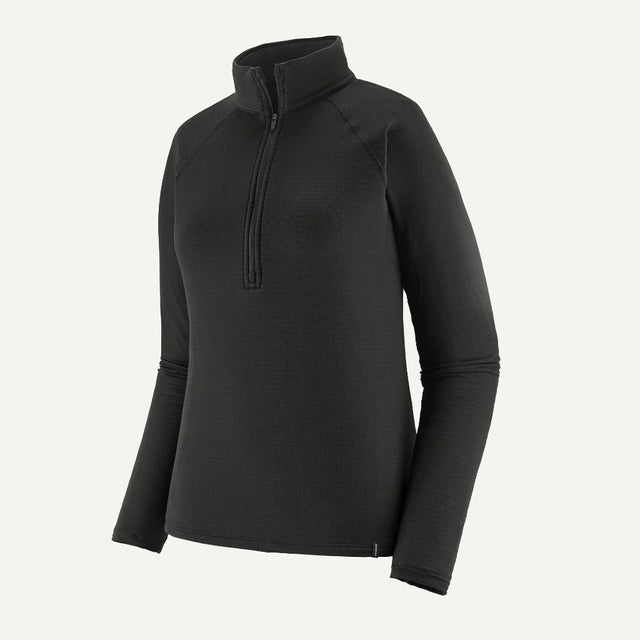 Front view of Patagonia's capilene thermal weight zip-neck women's in black colour