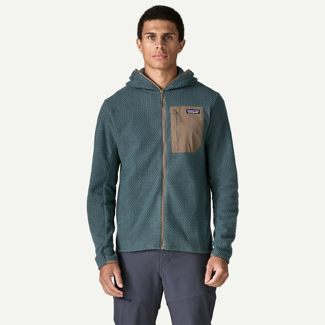 Front on-model view of Patagonia R1 Air Full-Zip Hoody men's in summit blue colour
