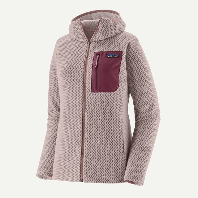 Front view of Patagonia Women's R1® Air Fleece Full-Zip Hoody in Stingray Mauve colour