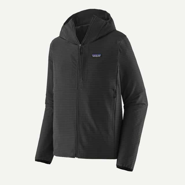 Front view of Patagonia Men's R1 TechFace Hoody in Black colour
