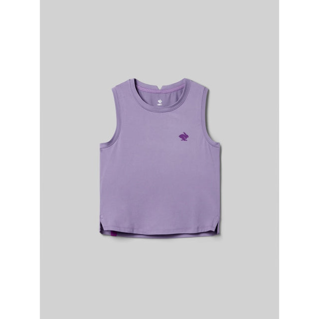 Front view of Rabbit EZ Crop Tank women's in chalk violet colour