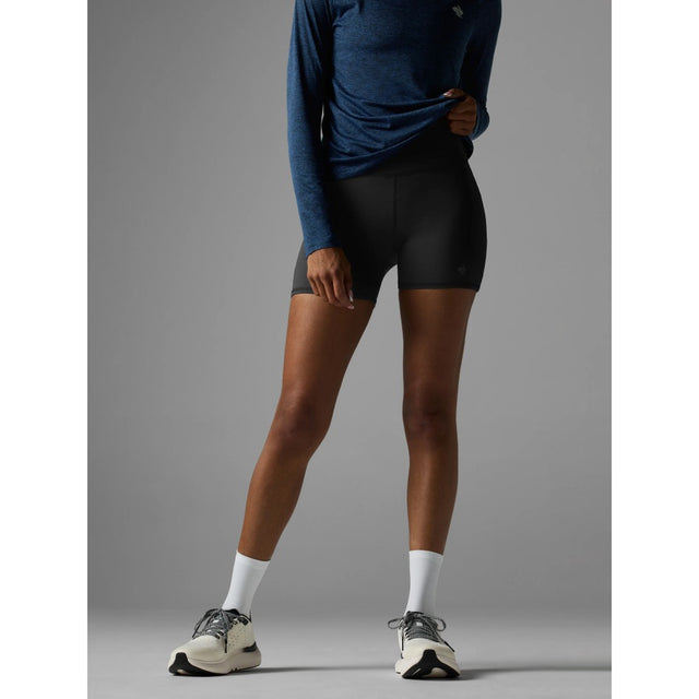 Front on-model view of Rabbit speed leggy high rise 4" women's in black colour