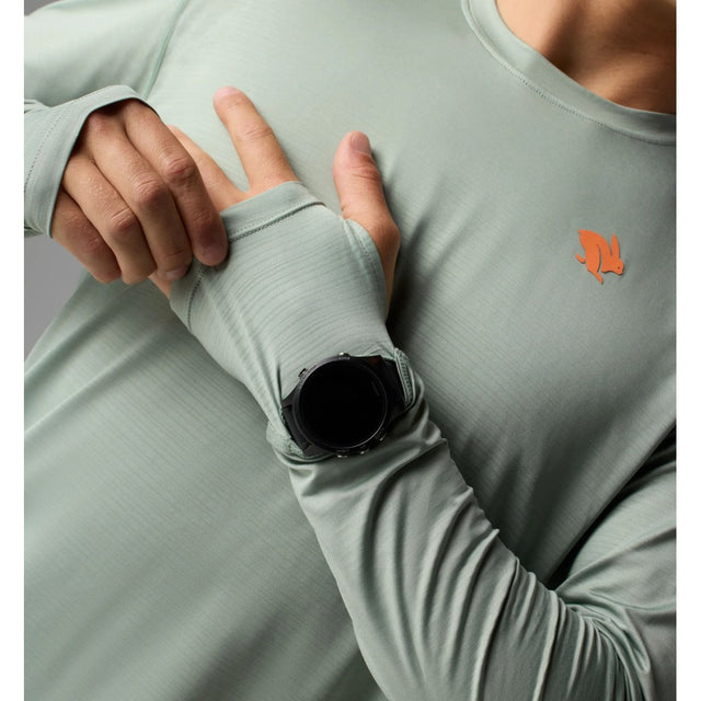 Sleeve detail view of rabbit UPF Tee Long Sleeve Men's in Iceberg Green colour
