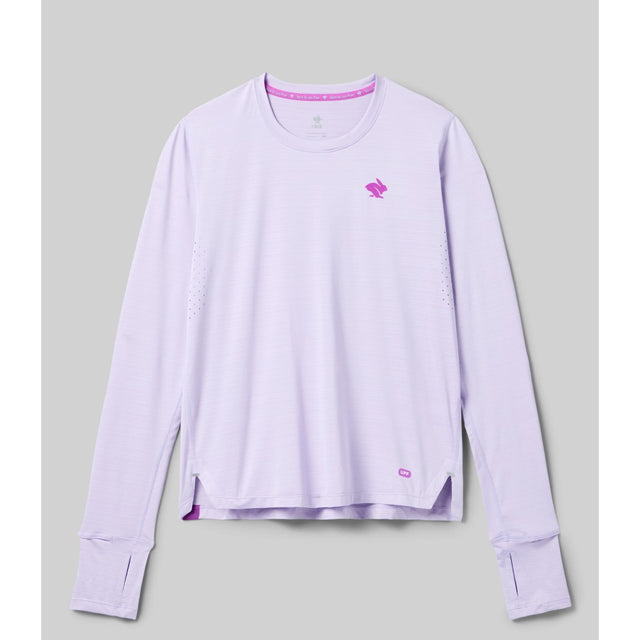 Front view of rabbit UPF Tee LS Women's shirt in Pastel Lilac colour