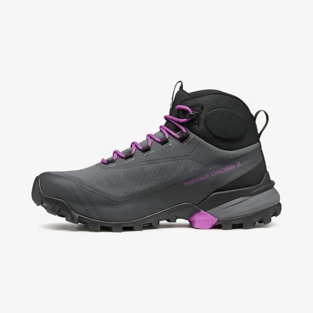Medial side view of Scarpa Ribelle Cross 2 Mid GTX Women's in Dark Grey/Purple colour