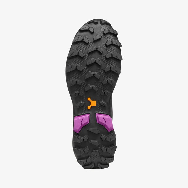 Outsole view of Scarpa Ribelle Cross 2 Mid GTX Women's in Dark Grey/Purple colour