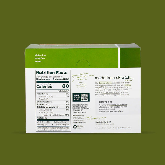Skratch labs energy chews in lemon green tea flavour nutrition information