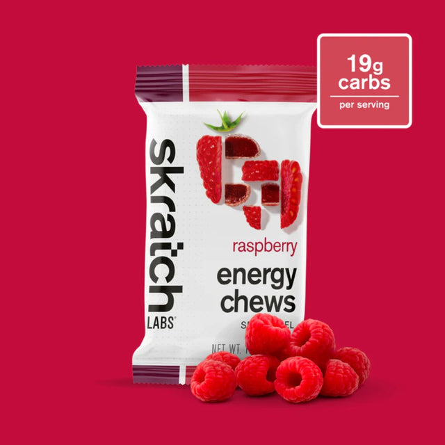 Skratch labs energy chews in raspberry flavour