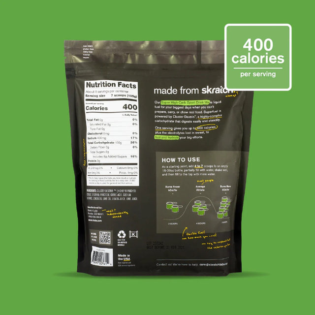 Skratch Labs Super High-Carb Lemon Lime Flavour Nutrition Information