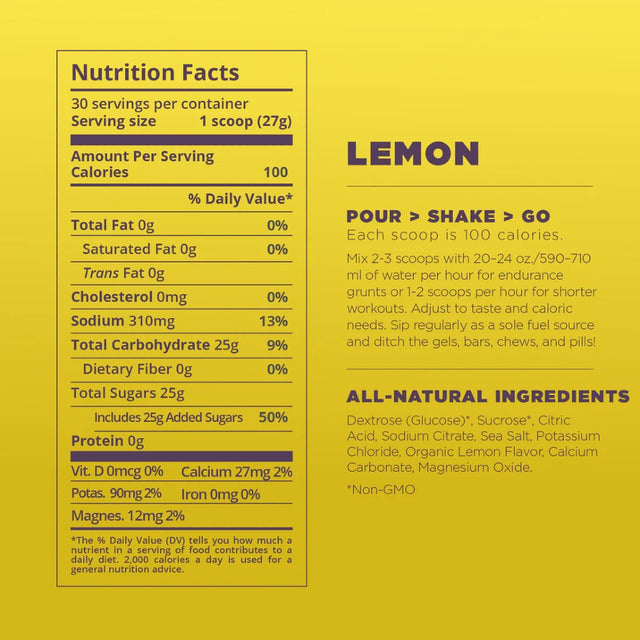 Lemon tailwind endurance fuel drink mix nutrition information