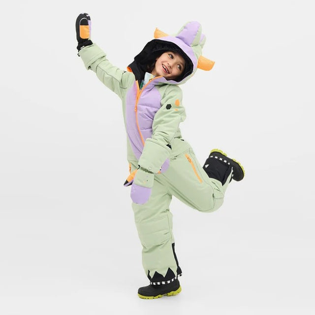 Front on-model view of Weedo Lilido Kid's Snowsuit in Lilido colour