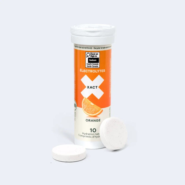 Tube of orange XACT eletrolyte tabs