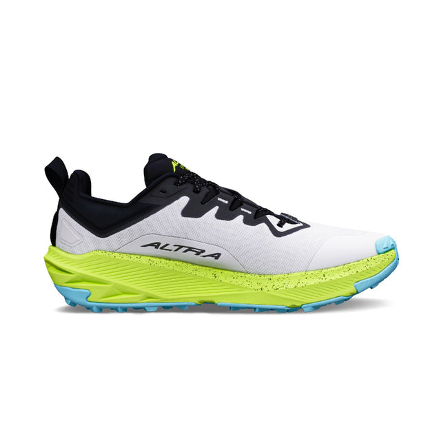 Inner side view of men's white/lime Altra Experience Wild 3+ trail running shoe