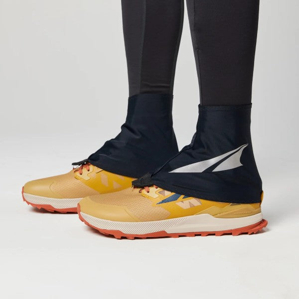 Side view of altra trail gaiters on shoes