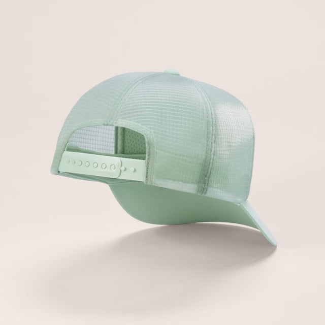 Back view of Arc'teryx Bird Word trucker hat in trail magic colour