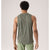 Back on-model view of men's Arc'teryx Cormac tank in forage heather (green)