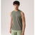 Front on-model view of men's Arc'teryx Cormac tank in forage heather (green)