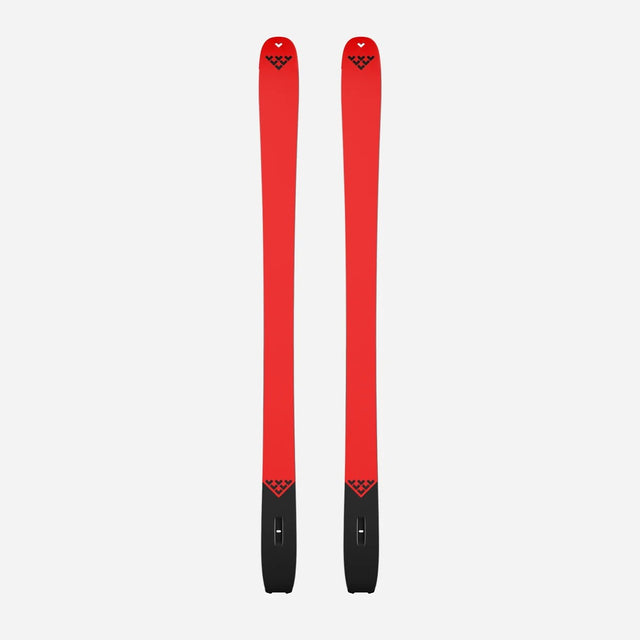 Bottom view of a pair of red Black Crows Camox Freebird skis