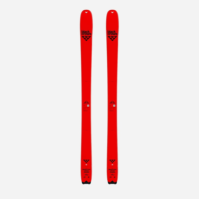 Top view of a pair of red Black Crows Camox Freebird skis