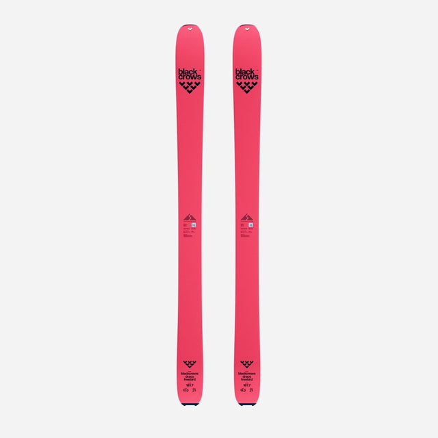 Top view of a pair of pink Black Crows Draco Freebird skis