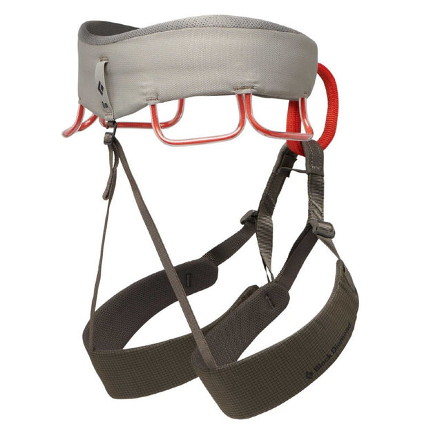Side view of men's Black Diamond Momentum climbing harness in moonstone colour