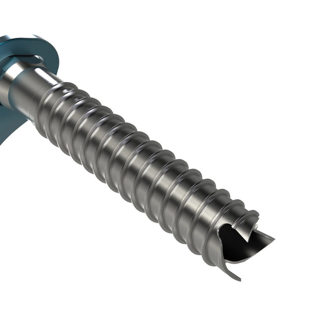 Blue Ice aero climbing screw tip detail