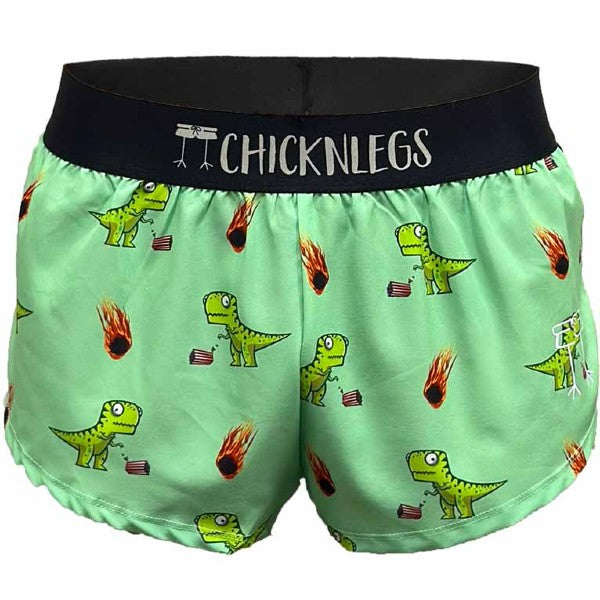 Women's ChicknLegs 1.5" split running shorts in dino-sore print