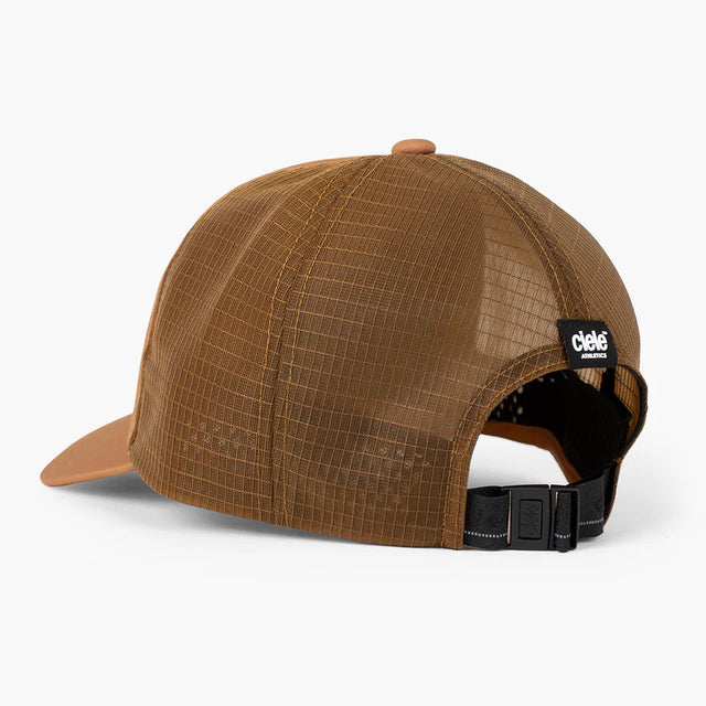 Back view of ciele athletics TRLCap SC Comp Onehundred running hat in Dark Ochre colour