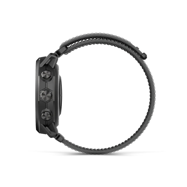 Side view of black COROS APEX 2 gps watch